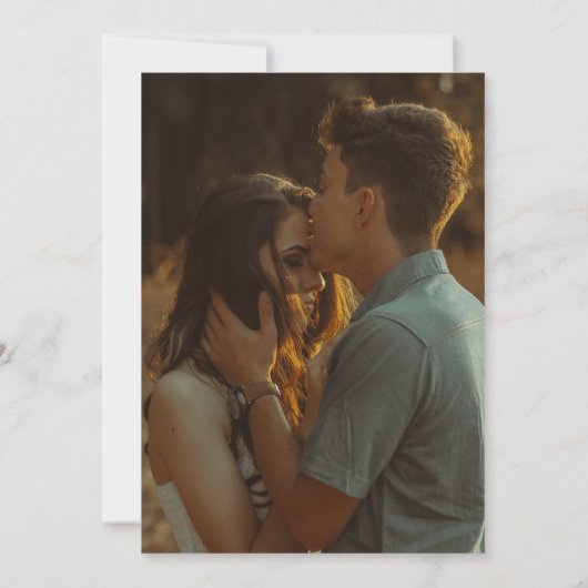 Boho Wavy Border Green Photo Wedding Save The Date (Rückseite)