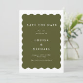 Boho Wavy Border Green Wedding rettet das Datum Save The Date (Stehend Vorderseite)