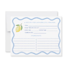 Boho Wavy Border Lemon Brautparty Rezept Card