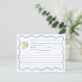 Boho Wavy Border Lemon Brautparty Rezept Card Einladung (Stehend Vorderseite)