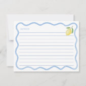 Boho Wavy Border Lemon Brautparty Rezept Card Einladung (Rückseite)