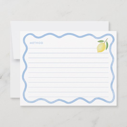 Boho Wavy Border Lemon Brautparty Rezept Card Einladung (Rückseite)