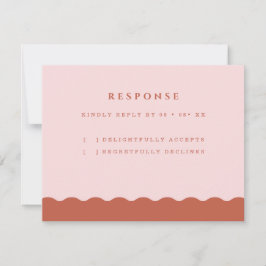 Boho Wavy Edge Terracotta & Blush Wedding RSVP Karte