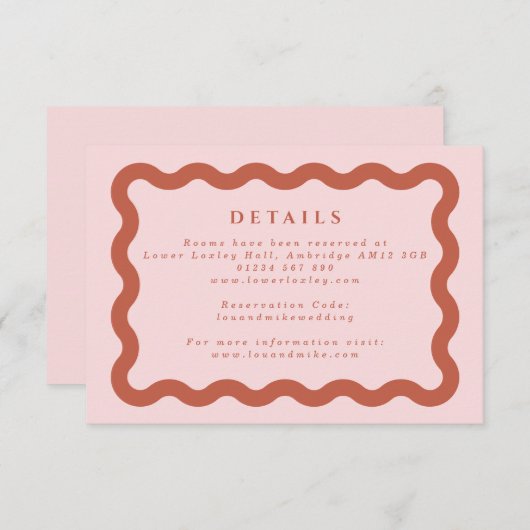 Boho Wavy Frame Blush & Terracotta Hochzeit Detail Begleitkarte (Vorne/Hinten)