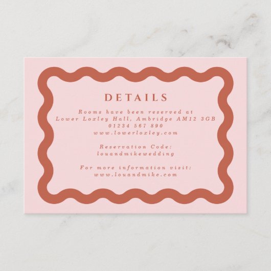 Boho Wavy Frame Blush & Terracotta Hochzeit Detail Begleitkarte (Vorderseite)