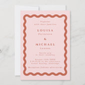 Boho Wavy Frame Blush & Terracotta Wedding Einladung (Vorderseite)