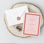 Boho Wavy Frame Blush & Terracotta Wedding Einladung