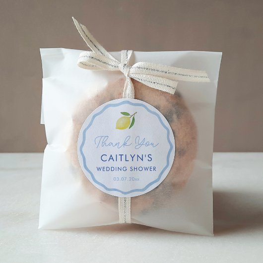 Boho Wavy Line Citrus Lemon Polterabend Gevor Runder Aufkleber