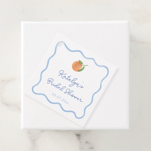 Boho Wavy Line Citrus Main Squeeze Brautparty Geschenkanhänger (Beispiel)