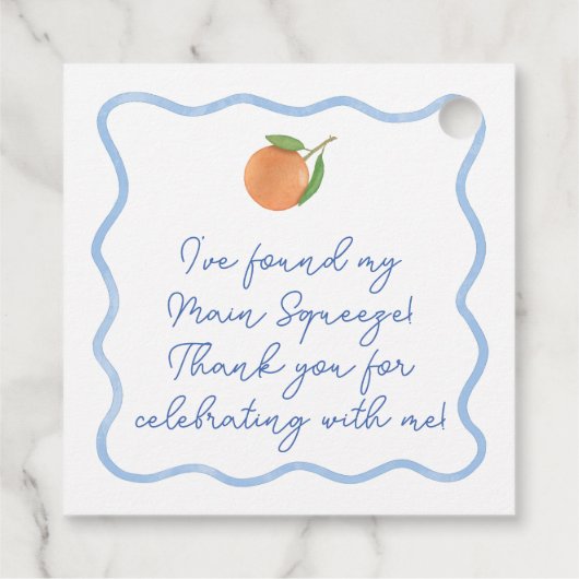 Boho Wavy Line Citrus Main Squeeze Brautparty Geschenkanhänger (Rückseite)