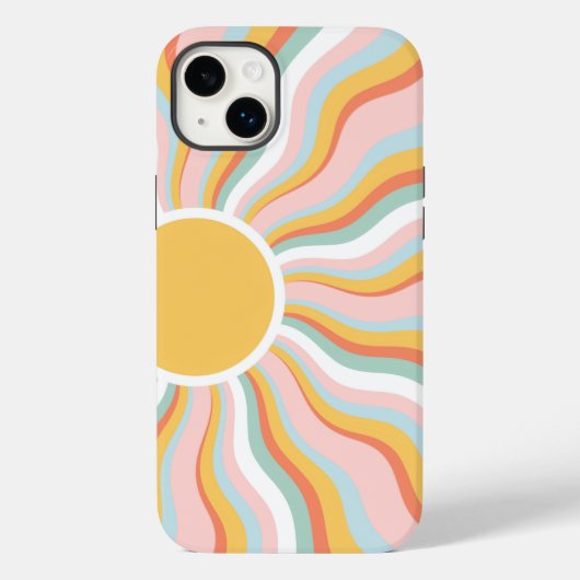 Boho Wavy Sun Rays Retro Design Case-Mate iPhone Hülle (Rückseite)