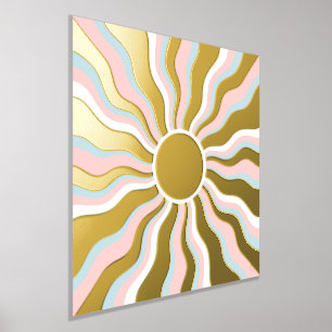 Boho Wavy Sun Rays Retro Design Foliendrucke
