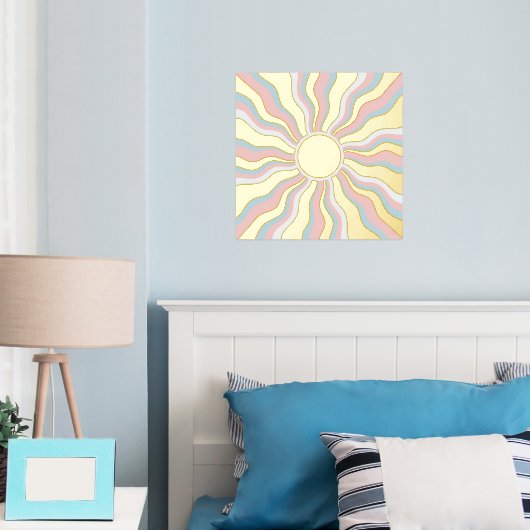 Boho Wavy Sun Rays Retro Design Foliendrucke (In Situ (Schlafzimmer))