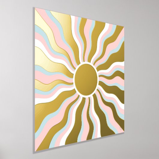 Boho Wavy Sun Rays Retro Design Foliendrucke (Ablage )