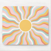 Boho Wavy Sun Rays Retro Design Mousepad (Vorne)