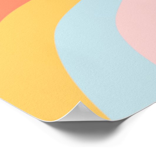 Boho Wavy Sun Rays Retro Design Poster (Ecke)