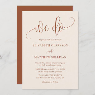 Boho We Do Modern Calligraphy Terracotta Wedding Einladung