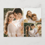 Boho Wedding 3 Foto Collage Vielen Dank Postkarte (Vorderseite)