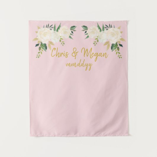 Boho Wedding Backdrop Pink Gold Foto Stand Prop Wandteppich (Vorderseite)