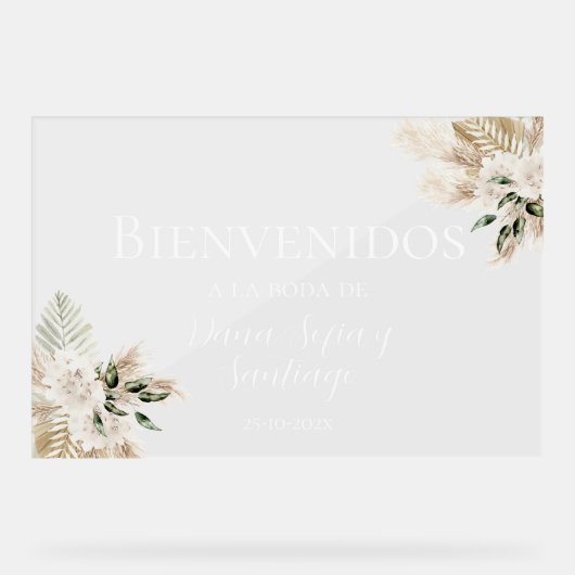 Boho Wedding Begrüßung mattiertes Akryllisches Zei Acrylschild (Vorderseite)