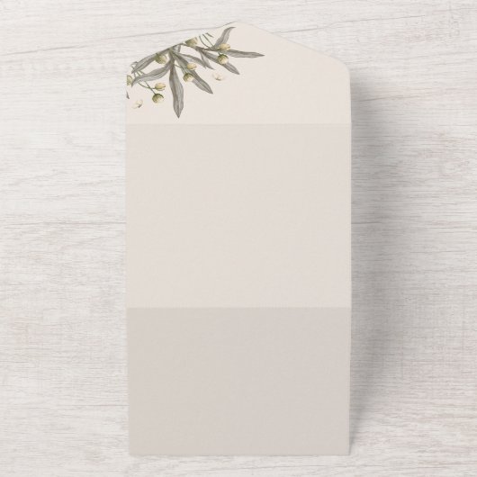 Boho Wedding Beige Botanical All In One Einladung (Außenbereich)