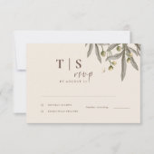 Boho Wedding Beige Botanical RSVP Karte (Vorderseite)