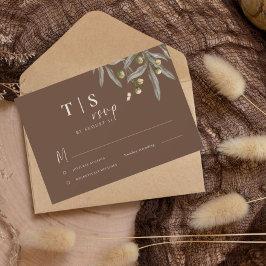 Boho Wedding Beige Botanical RSVP Karte