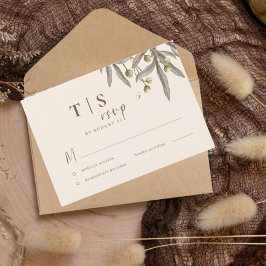 Boho Wedding Beige Botanical RSVP Karte