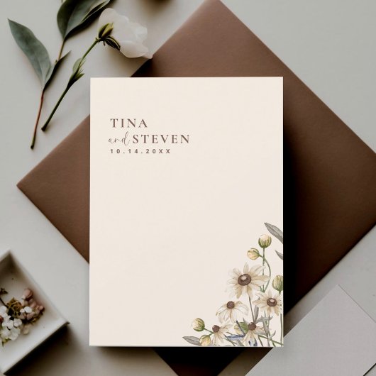 Boho Wedding Beige Botanische Einladung