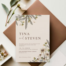 Boho Wedding Beige Botanische Einladung