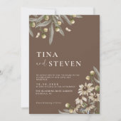 Boho Wedding Beige Botanische Einladung (Vorderseite)