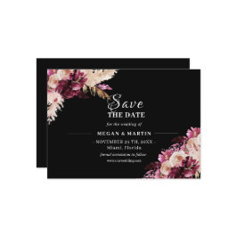Boho Wedding Black Floral Save the Date Einladung