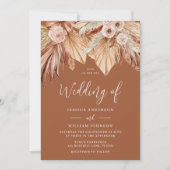 Boho Wedding: Bohemische Terrakotta-getrocknete Bl Einladung (Vorderseite)