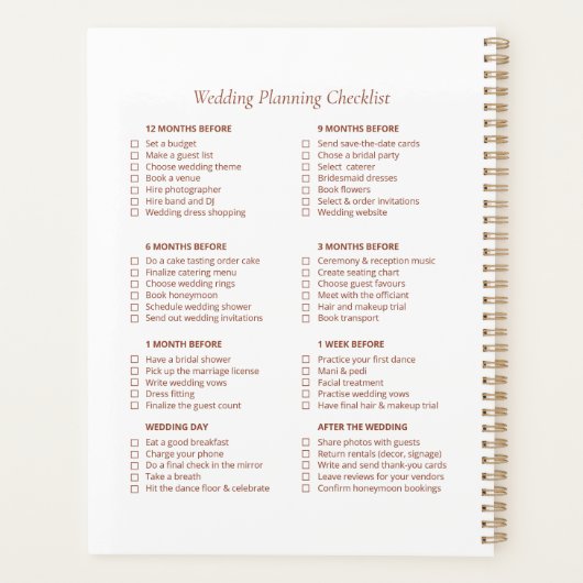 Boho Wedding Checklist Planner Planer (Rückseite)