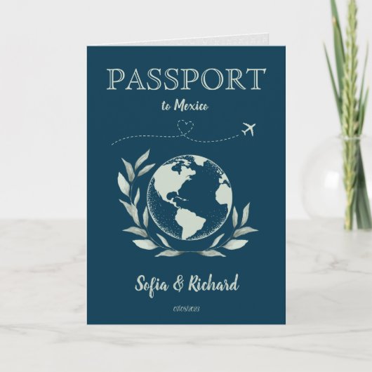 Boho Wedding Destination Passport Karte QR Code (Vorderseite)