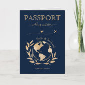 Boho Wedding Destination Passport - Weltkarte Einladung (Vorderseite)