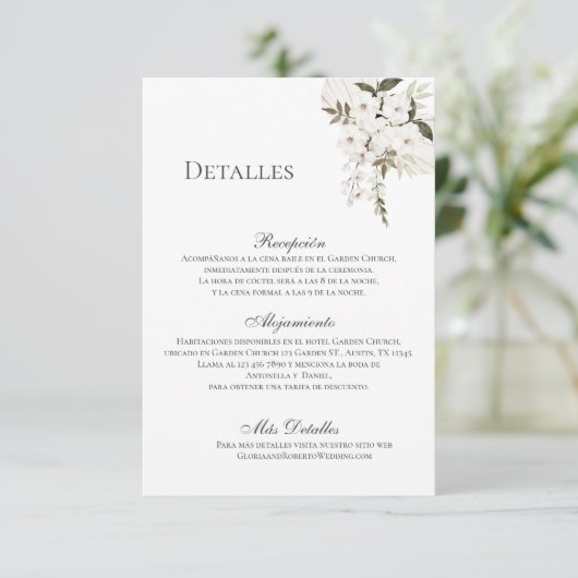 Boho Wedding Details Enclosure Card Dankeskarte (Stehend Vorderseite)