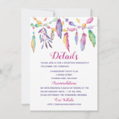 Boho Wedding Details Feathers Lila Indianer Einladung (Vorderseite)