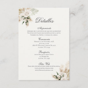 Boho Wedding Detalles de la Boda Begleitkarte