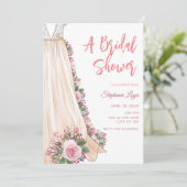 Boho Wedding Dress Bridal Dusche Einladung (Stehend Vorderseite)