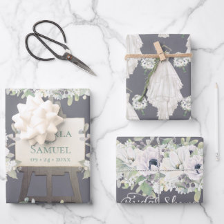 Boho Wedding Dress Lässig Watercolor Brautparty Geschenkpapier Set