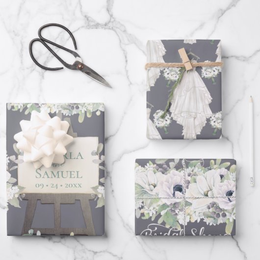 Boho Wedding Dress Lässig Watercolor Brautparty Geschenkpapier Set (Vorderseite)