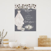 Boho Wedding Dress Lässig Watercolor Brautparty Poster (Küche)