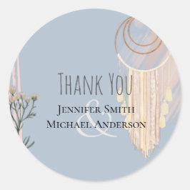 BOHO Wedding Dusty Blue Peach Dream Catcher Runder Aufkleber