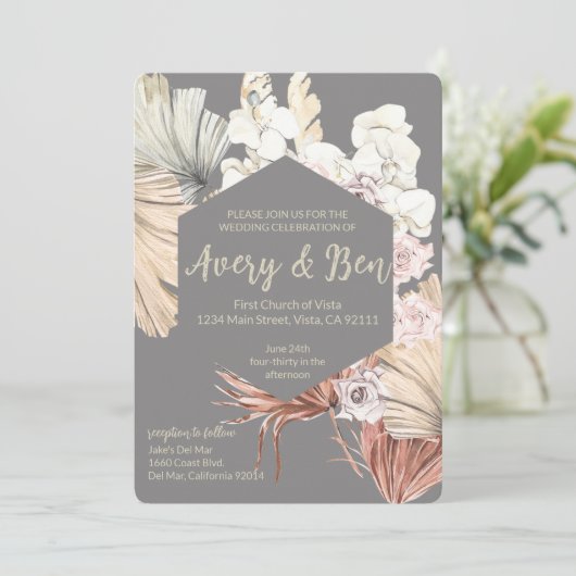 Boho Wedding Einladung (Stehend Vorderseite)