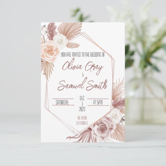 Boho Wedding Einladung (Stehend Vorderseite)