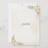 Boho Wedding Einladung Elfenbein Rose & Pampas Gra (Rückseite)