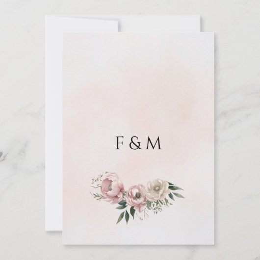 Boho Wedding Einladung - Peonies with Greenery (Rückseite)