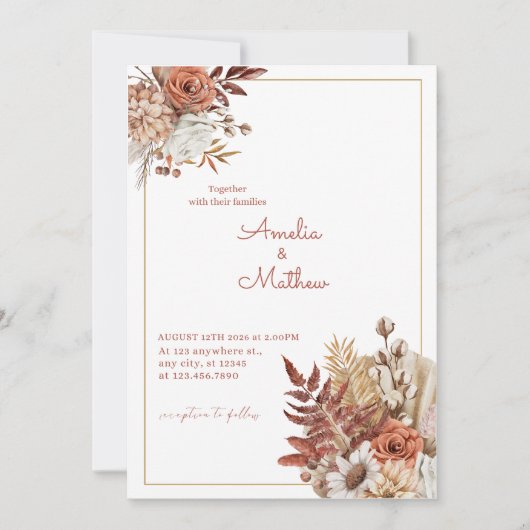 Boho Wedding Einladung Template (Vorderseite)