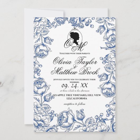 Boho Wedding Elegante Script Burg Hochzeit Einladung (Vorderseite)